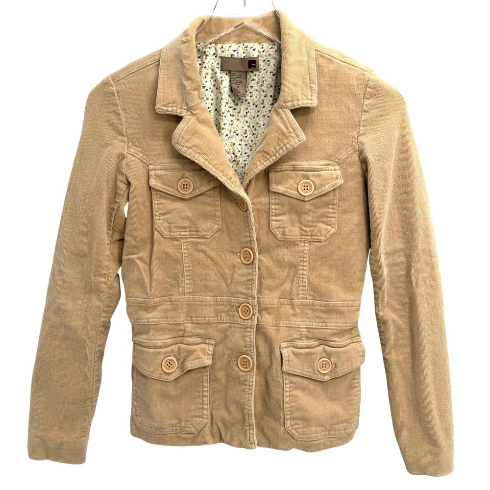 Y2K Forever 21 Corduroy Utility Jacket Size S Tan Beige Blazer Downtown Girl
